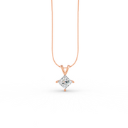 Princess Cut Moissanite Solitaire Pendant 14K Gold Plated